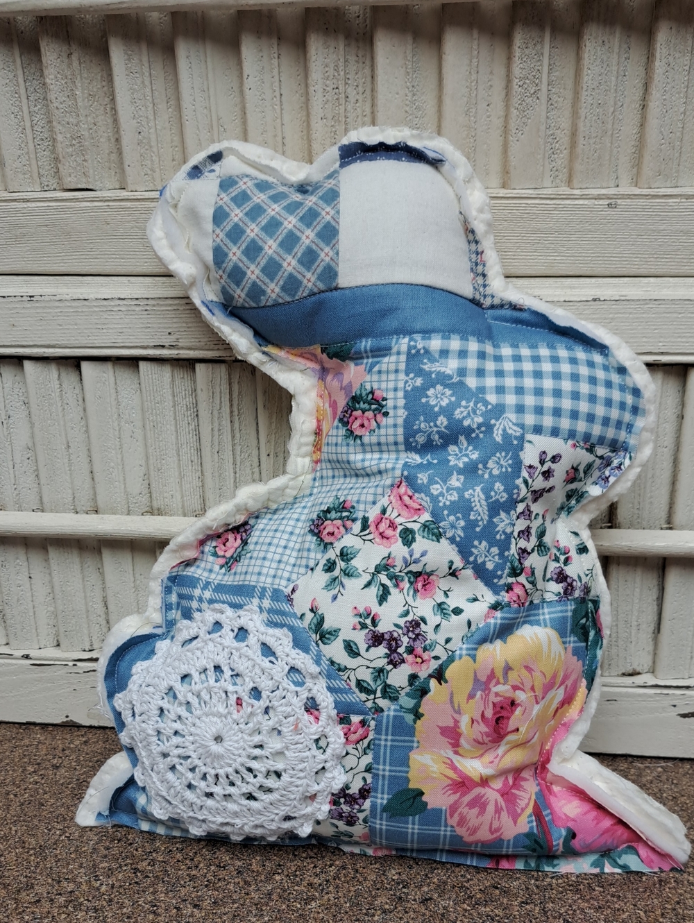 Vintage Patchwork Blue Floral Decorative Throw Pillow - Unbranded